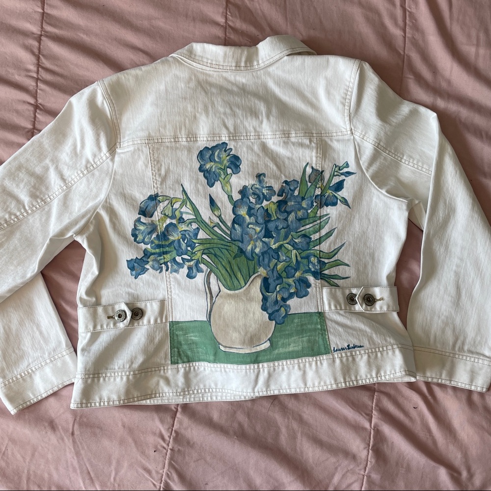 Hand painted denim jacket, Van Gogh Irises